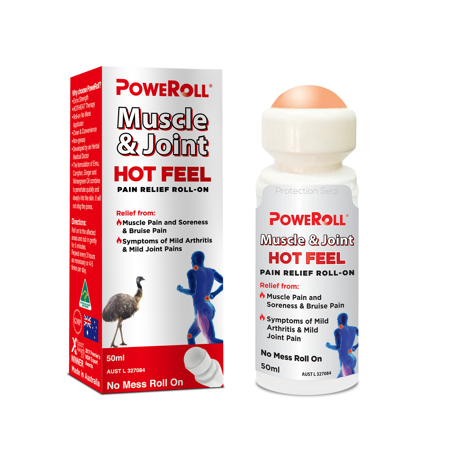 Lăn giảm đau cơ và khớp PoweRoll Hot Feel 50ml 