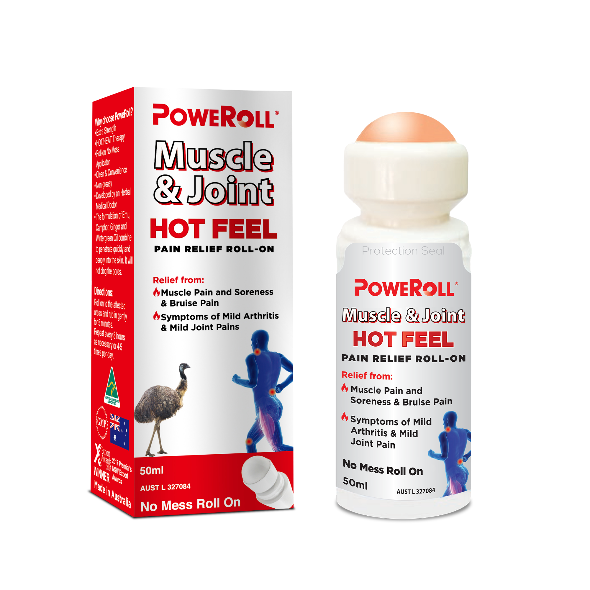 Lăn giảm đau cơ và khớp PoweRoll Hot Feel 50ml 