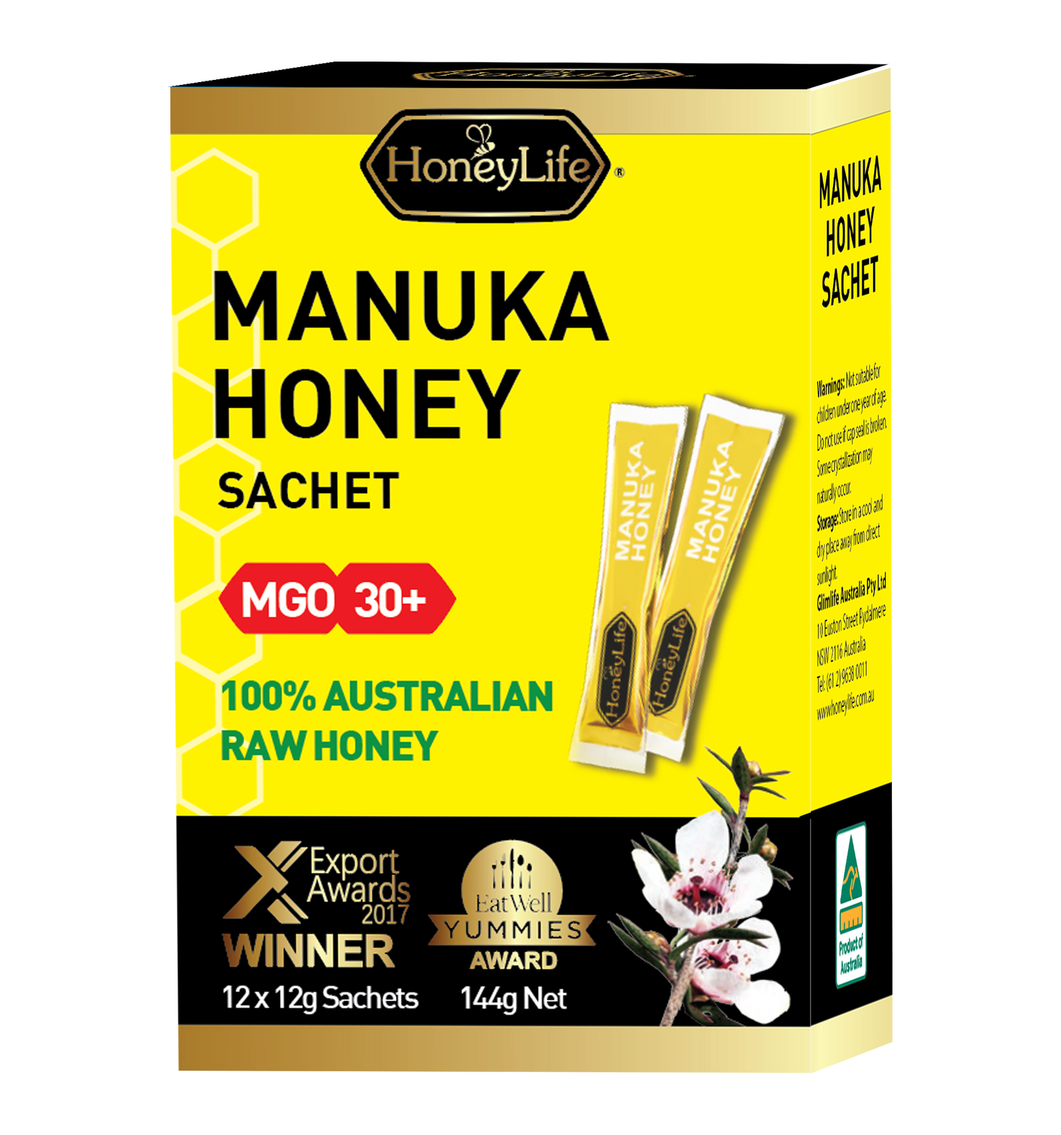 Honeylife 麦卢卡袋装蜂蜜 12*12g MGO 30+