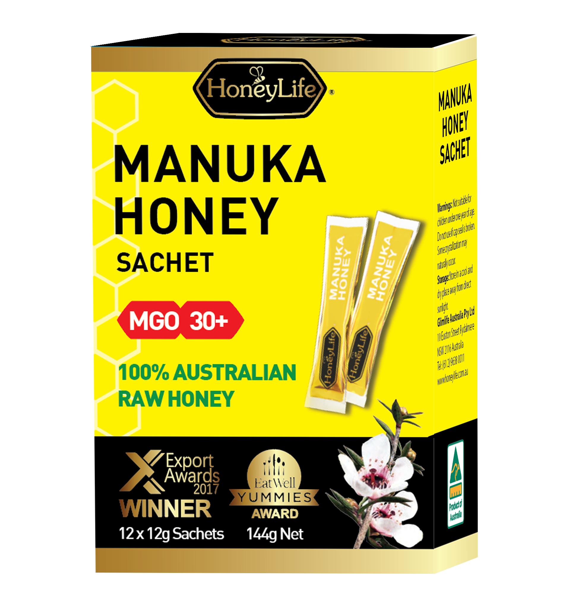 Honeylife 麦卢卡袋装蜂蜜 12*12g MGO 30+